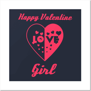 Heart in Love to Valentine Day Girl Posters and Art